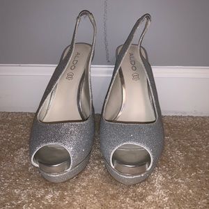 Silver sparkly heels
